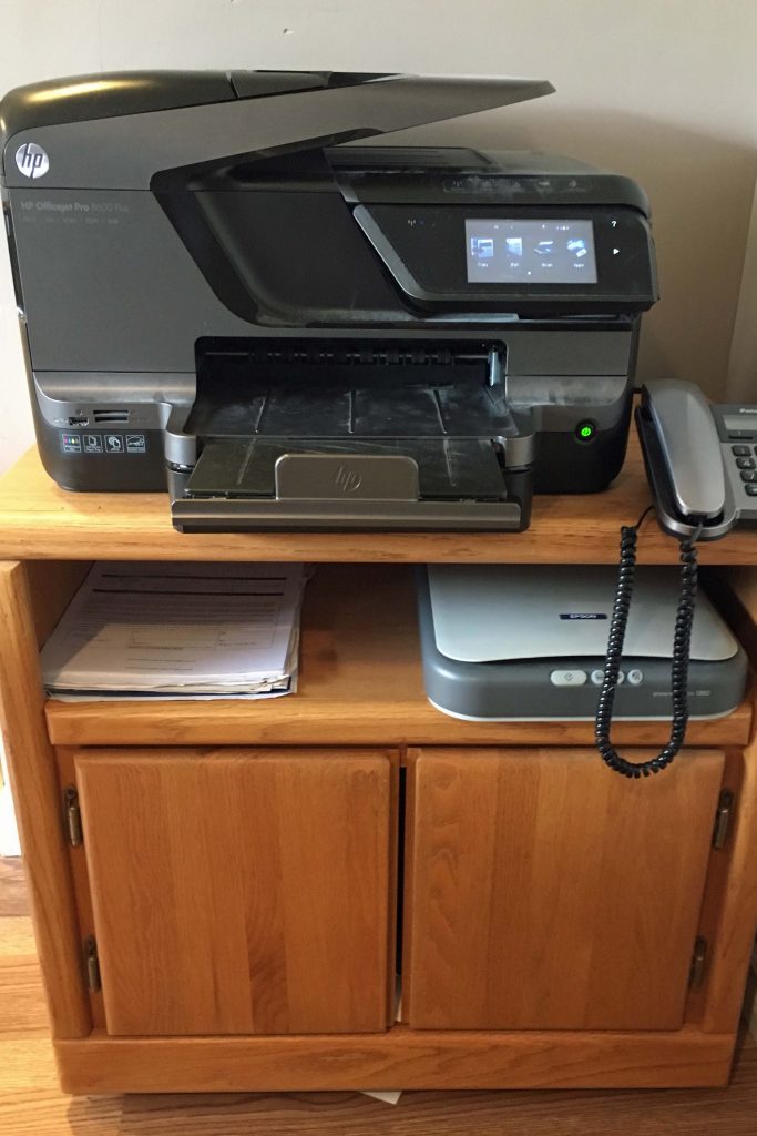 Our printer and scanner. paperless | reduce paper | digital |homeschool organization