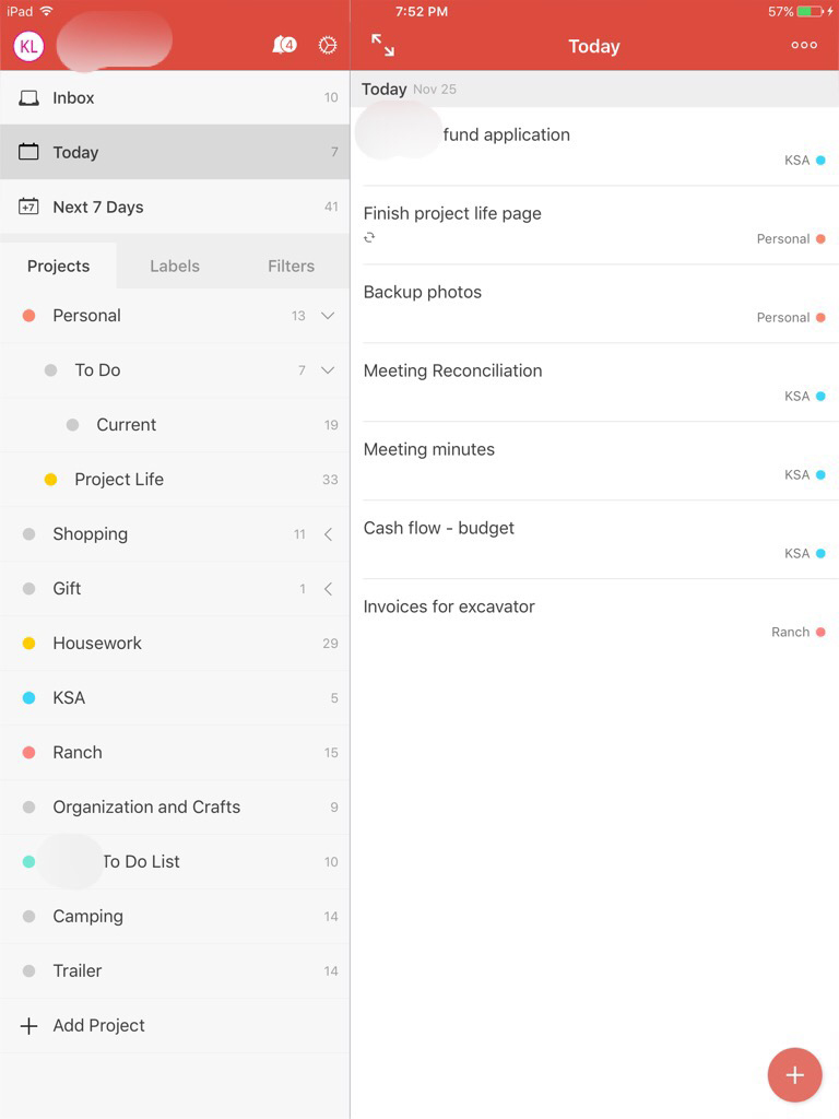 A screenshot of my Todoist App. Todoist | To Do Lists | Paperless 
