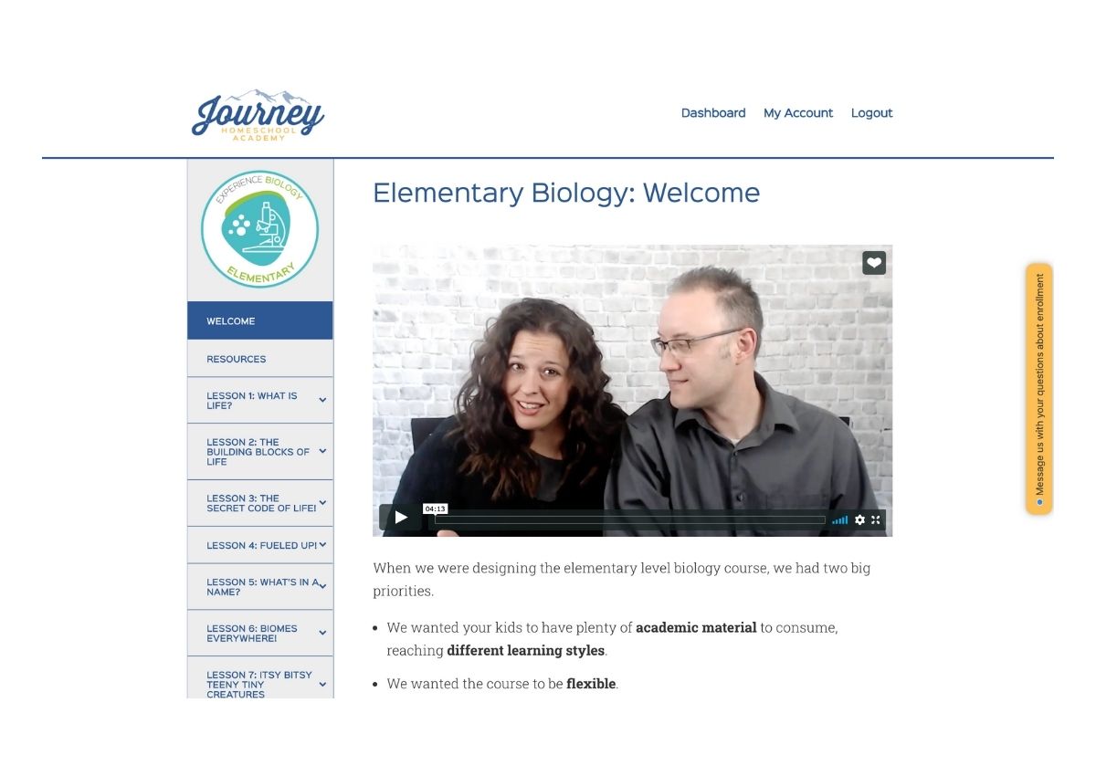 Journey Homeschool Academy  Experience Biology: Elementary Course. #homeschoolbiology #homeschoolscience #elementarybiology